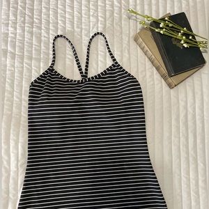 Lululemon striped black and white power Y tank
